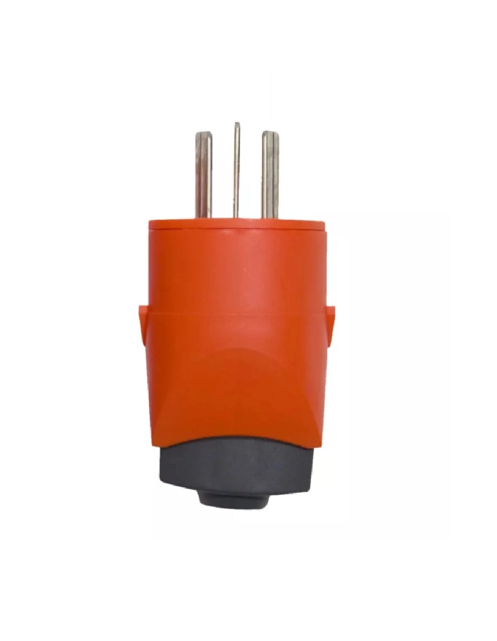 Ficha macho 10A 3 pernos con traba RICHI naranja